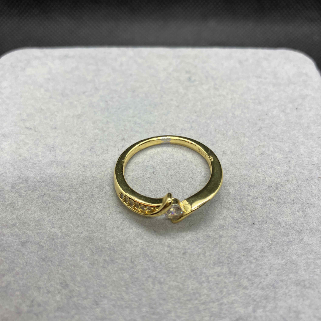 即決 S925 シルバー ゴールドカラー リング 指輪 14号 レディースのアクセサリー(リング(指輪))の商品写真