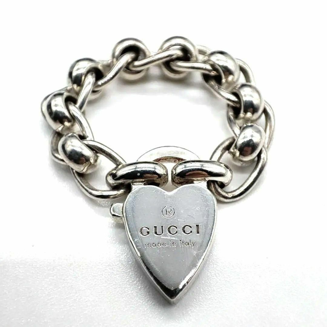 Gucci(グッチ)の【GUCCI】 グッチ　SV925 ハート チェーンリング ４号 レディースのアクセサリー(リング(指輪))の商品写真