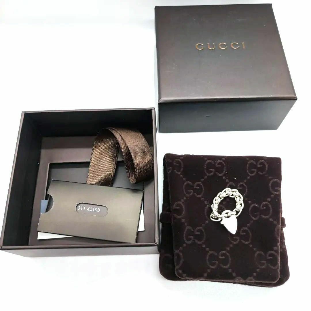 GUCCI】 グッチ SV925 ハート チェーンリング 4号 GUCCI】 グッチ SV925 ハート チェーンリング 4号