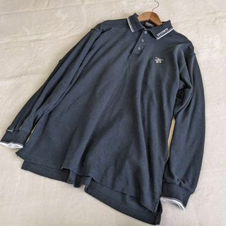 デサント(DESCENTE)の【デサント】長袖　ゴルフシャツ　ゴルフウェア　黒　L　ワンポイント刺繍(ウエア)