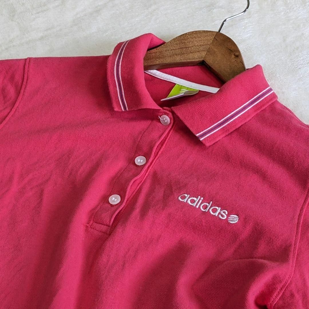 adidas(アディダス)の【アディダス】半袖　ゴルフシャツ　ゴルフウェア　ピンク　OT　XL　ワンポイント スポーツ/アウトドアのゴルフ(ウエア)の商品写真