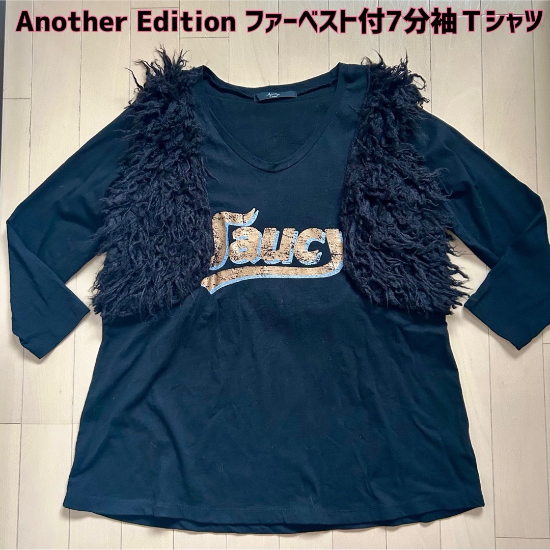 ANOTHER EDITION(アナザーエディション)のAnother Editionアナザーエディション☆ファーベスト付7分袖Ｔシャツ レディースのトップス(カットソー(長袖/七分))の商品写真