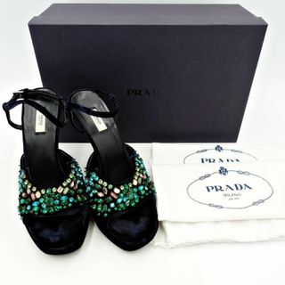 プラダ(PRADA)の24cm PRADA プラダ バックストラップ サンダル ハイヒール ビジュー(サンダル)