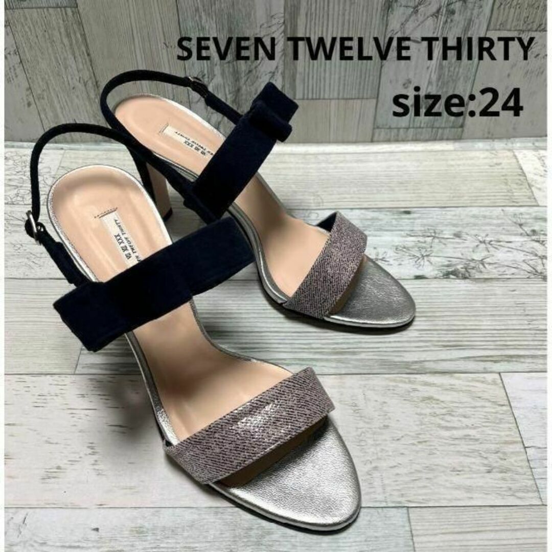 SEVEN TWELVE THIRTY(セブントゥエルヴサーティ)のセブントゥエルブサーティー Ⅶ ⅩⅩⅩ パンプス ハイヒール 24 ネイビー レディースの靴/シューズ(ハイヒール/パンプス)の商品写真