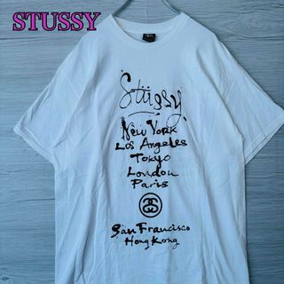 ステューシー(STUSSY)の【希少デザイン】ステューシー　Tシャツ　Lサイズ　ワールドツアー　両面デザイン(Tシャツ/カットソー(半袖/袖なし))