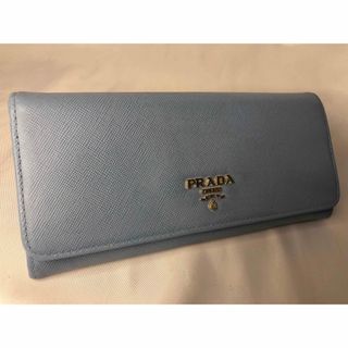 プラダ(PRADA)の超美品PRADA プラダ 長財布 ダブルホック　ライトブルー(財布)