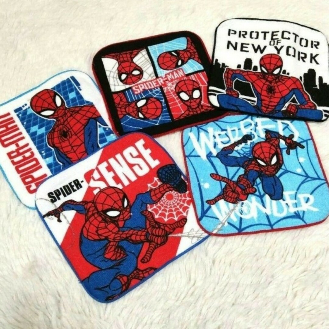 MARVEL(マーベル)のスパイダーマン　タオルハンカチ５枚組　入園入学新学期通園通学MARVEL　Ｂ エンタメ/ホビーのおもちゃ/ぬいぐるみ(キャラクターグッズ)の商品写真