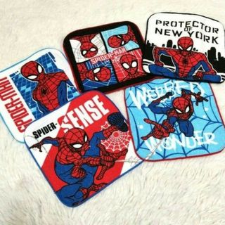 MARVEL - スパイダーマン　タオルハンカチ５枚組　入園入学新学期通園通学MARVEL　Ｂ