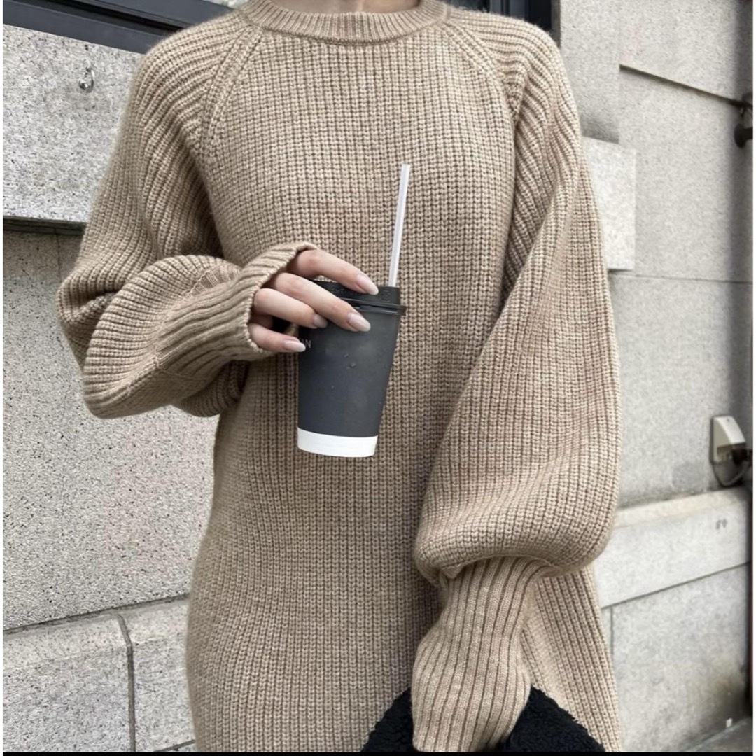 エミレ　volume sleeve rib knit op レディースのワンピース(ロングワンピース/マキシワンピース)の商品写真