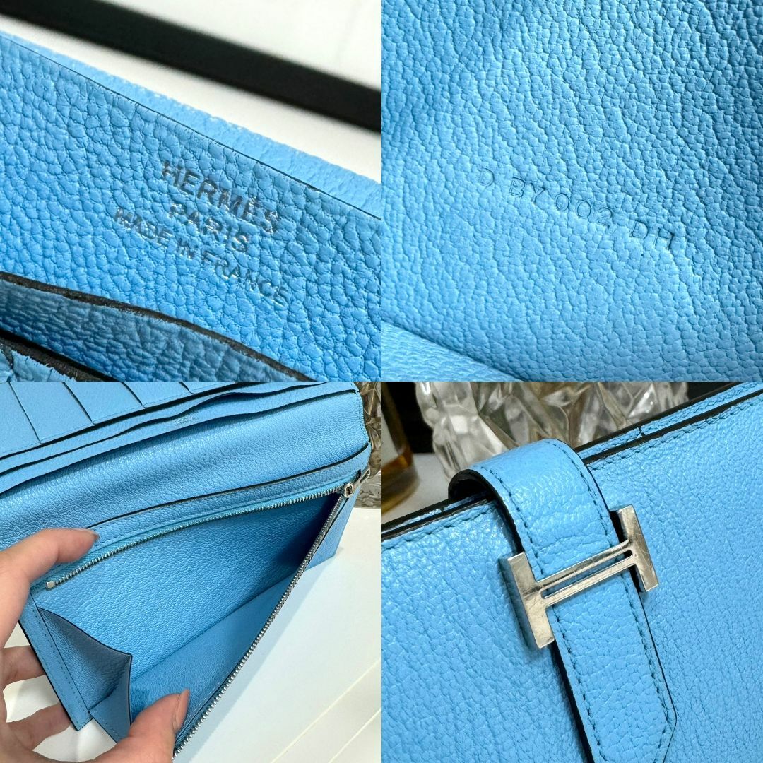 Hermes(エルメス)のエルメス ベアン シェブルミゾル ブルーアズテック D刻印 レディースのファッション小物(財布)の商品写真