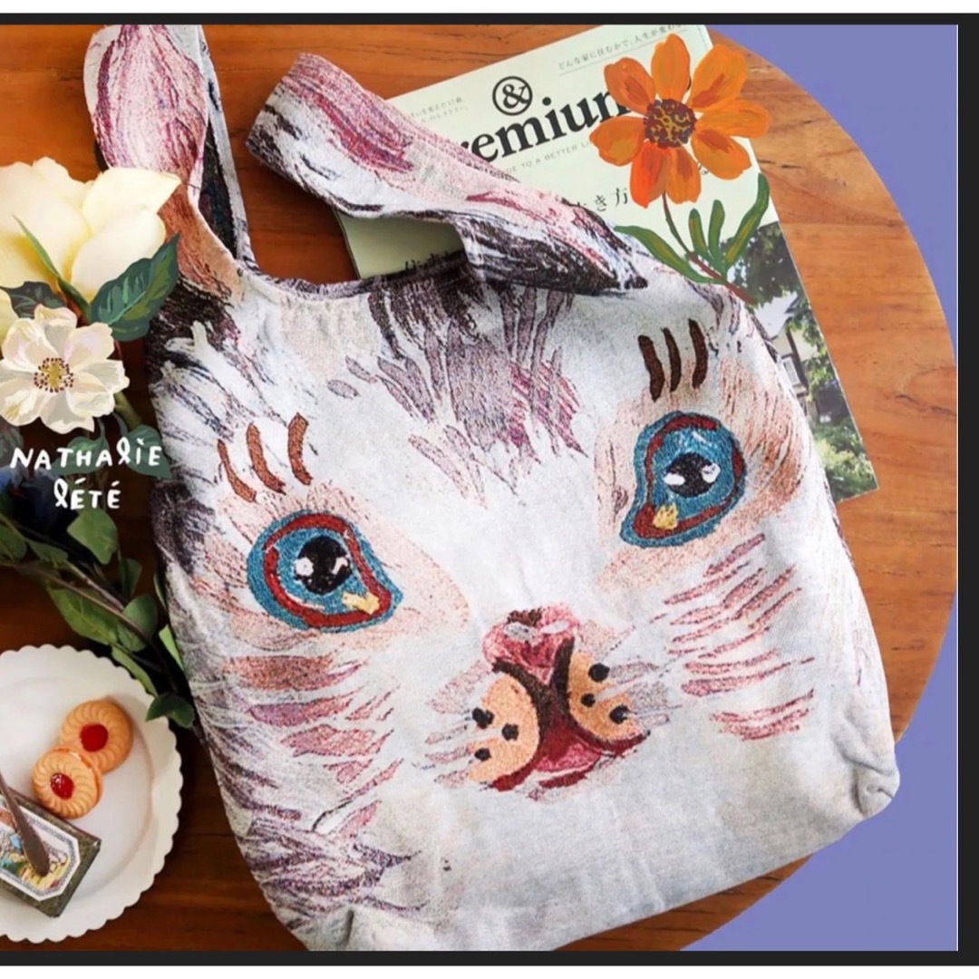 ナタリー・レテ バッグ ブランシュ 白ウサギのつづれ織りフェイス・バッグ北欧　s レディースのバッグ(トートバッグ)の商品写真