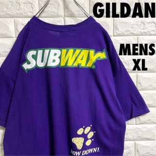 ギルタン(GILDAN)の美品　ギルダン　SUBWAY サブウェイプリント　Tシャツ　　メンズXLサイズ(Tシャツ/カットソー(半袖/袖なし))