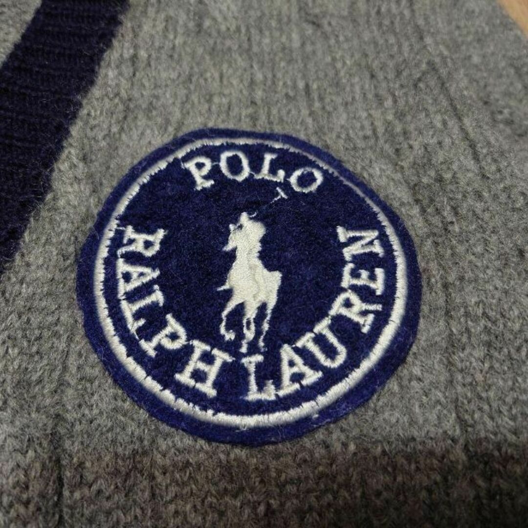 POLO RALPH LAUREN(ポロラルフローレン)の80s ポロラルフローレン　ケーブルニット　カーディガン　古着　ロゴ刺繍 メンズのトップス(カーディガン)の商品写真