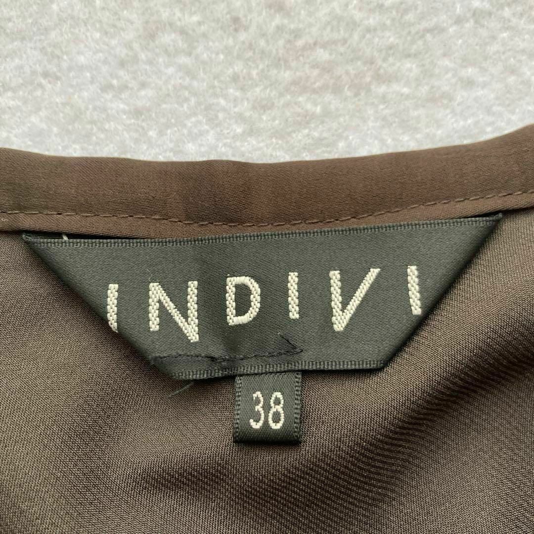 INDIVI(インディヴィ)のINDIVI インディヴィ プリーツスカート フレアスカート ブラウン 38 レディースのスカート(ひざ丈スカート)の商品写真