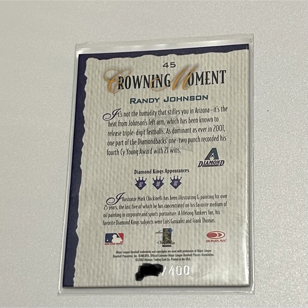 ランディ　ジョンソン　Diamond Kings カード　400枚　限定　レア エンタメ/ホビーのトレーディングカード(シングルカード)の商品写真