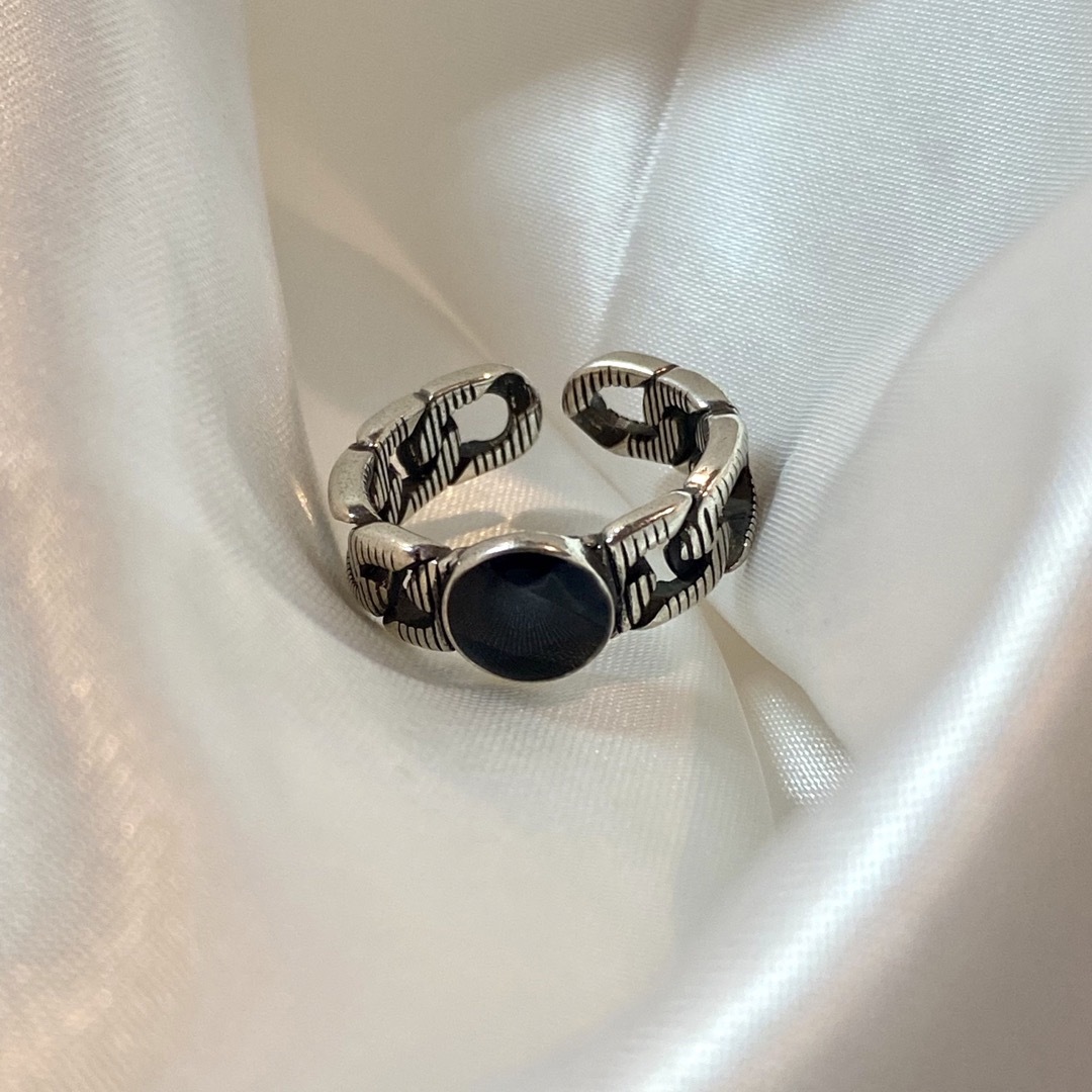 【匿名配送】 onyx チェーン シルバー リング 指輪 S925 メンズのアクセサリー(リング(指輪))の商品写真