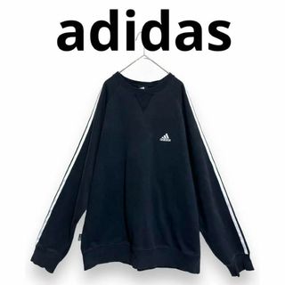 アディダス(adidas)のadidas アディダス スウェット 古着 ビックシルエット Oサイズ 黒(スウェット)