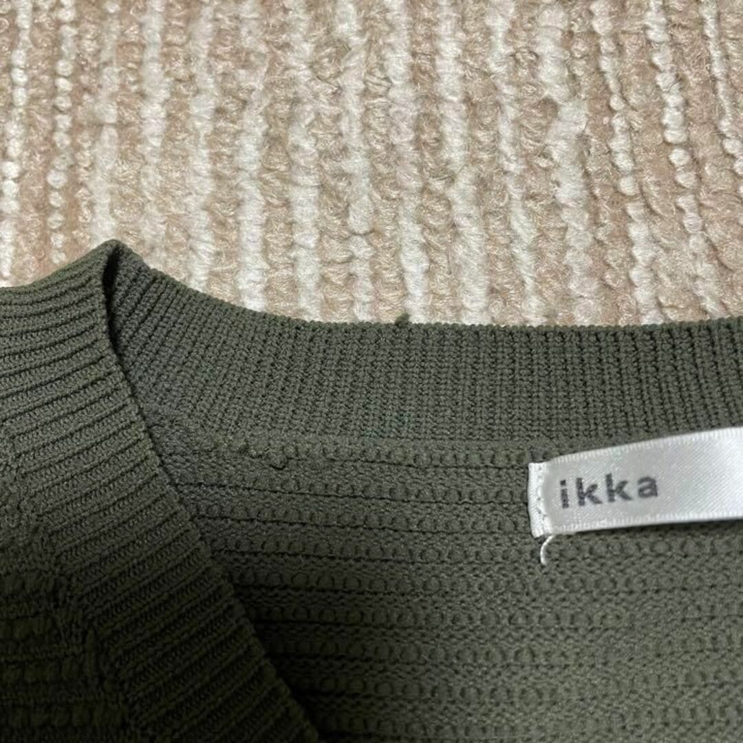 ikka(イッカ)の889【L】イッカ ikka トップス 軽めぽこぽこ生地 モスグリーン 長袖 レディースのトップス(カットソー(長袖/七分))の商品写真