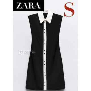 ザラ(ZARA)の【新品】ZARA ノースリーブクレープワンピース　ワンピース　ミニワンピース(ミニワンピース)