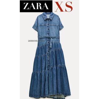 ザラ(ZARA)の【4/10まで限定出品＊新品】ZARA デニムワンピース　フレアワンピース(ロングワンピース/マキシワンピース)