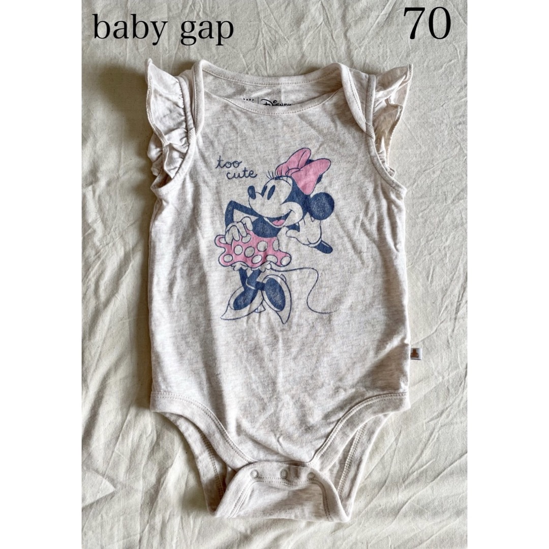 babyGAP(ベビーギャップ)のbaby gap ベビーギャップ　ミニーちゃん柄肩フリルロンパース 70㎝ キッズ/ベビー/マタニティのベビー服(~85cm)(ロンパース)の商品写真