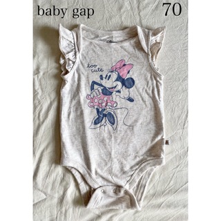ベビーギャップ(babyGAP)のbaby gap ベビーギャップ　ミニーちゃん柄肩フリルロンパース 70㎝(ロンパース)