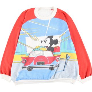 古着 ~90年代 MICKEY MOUSE ミッキーマウス 大判プリント キャラクタースウェットシャツ トレーナー メンズS ヴィンテージ /eaa422091(スウェット)