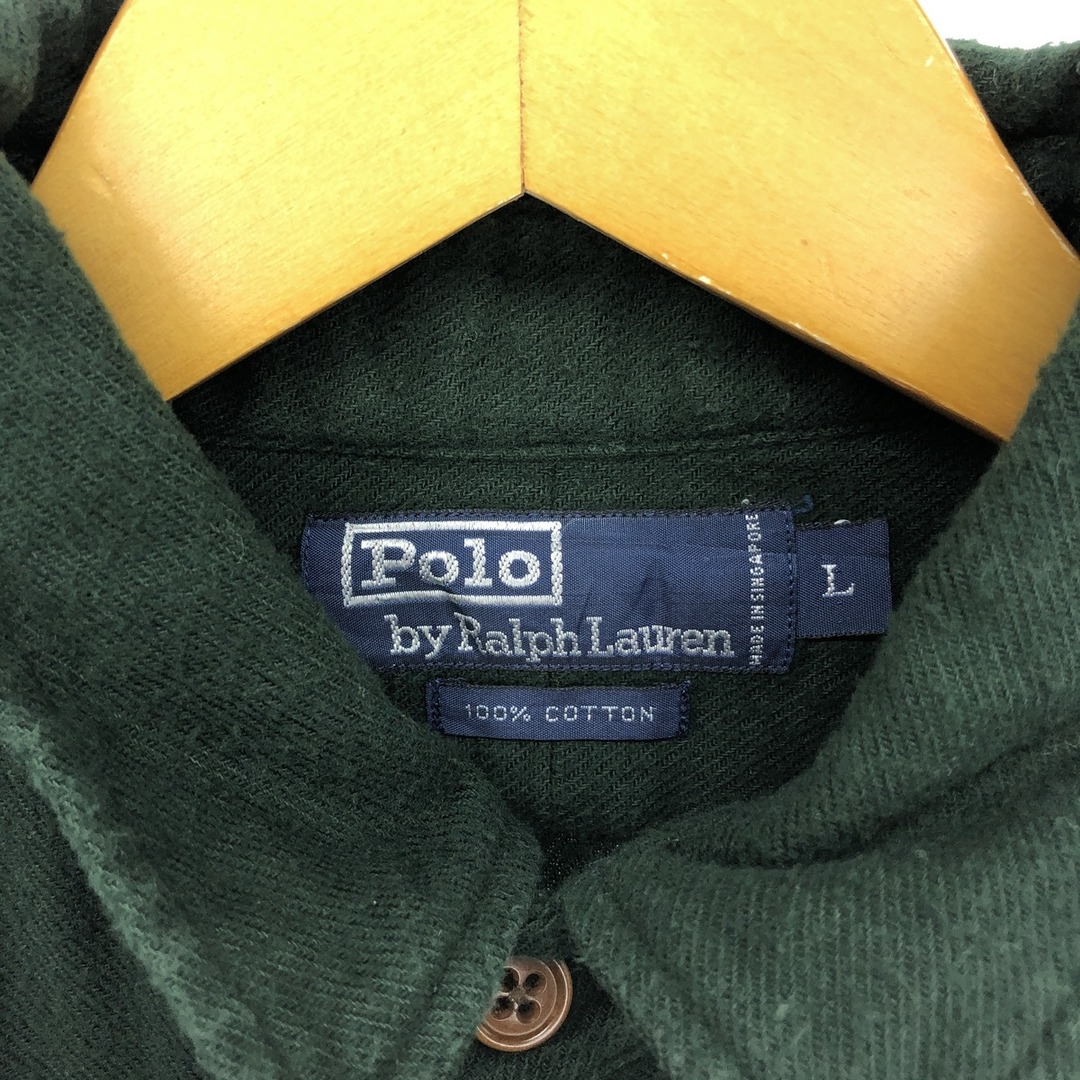 Ralph Lauren(ラルフローレン)の古着 ラルフローレン Ralph Lauren POLO by Ralph Lauren 長袖 シャモアクロスシャツ メンズL /eaa422318 メンズのトップス(シャツ)の商品写真