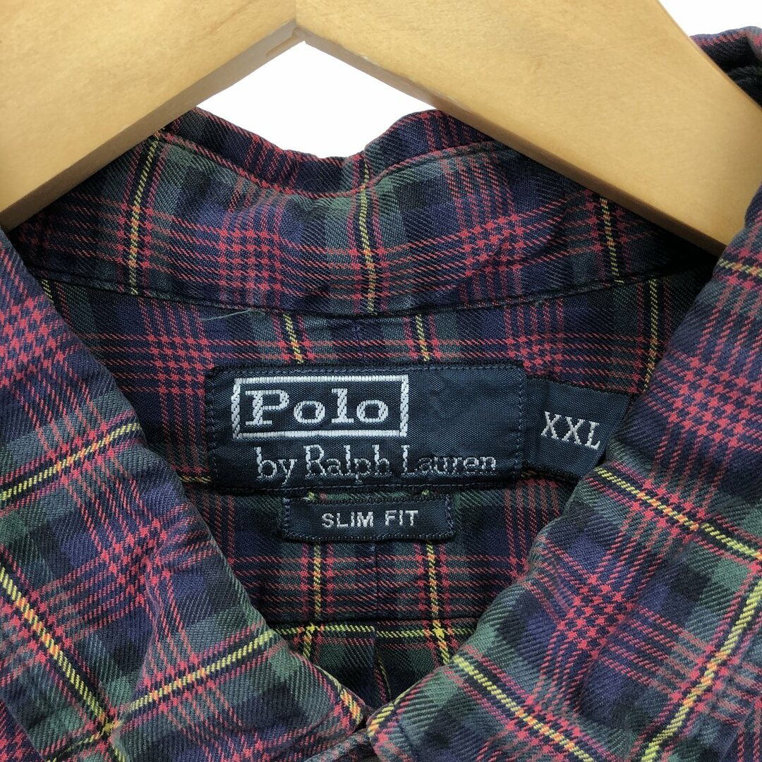 Ralph Lauren(ラルフローレン)の古着 ラルフローレン Ralph Lauren POLO by Ralph Lauren SLIM FIT 長袖 ボタンダウンチェックシャツ メンズXXL /eaa422445 メンズのトップス(シャツ)の商品写真