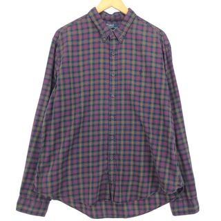 ラルフローレン(Ralph Lauren)の古着 ラルフローレン Ralph Lauren POLO by Ralph Lauren SLIM FIT 長袖 ボタンダウンチェックシャツ メンズXXL /eaa422445(シャツ)