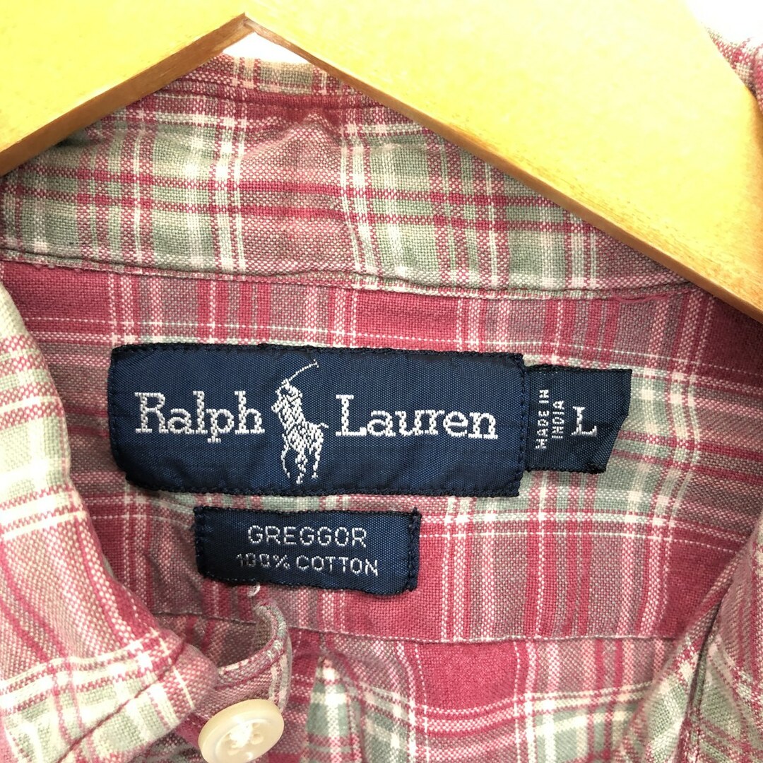 Ralph Lauren(ラルフローレン)の古着 ラルフローレン Ralph Lauren Ralph Lauren GREGGOR ボックスシャツ 長袖 ボタンダウンチェックシャツ メンズL /eaa422446 メンズのトップス(シャツ)の商品写真