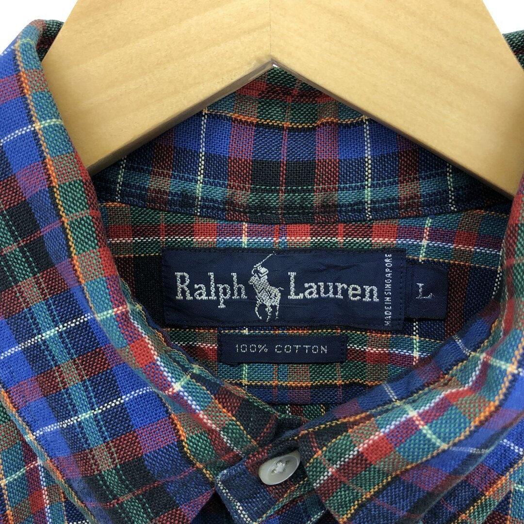 Ralph Lauren(ラルフローレン)の古着 ラルフローレン Ralph Lauren 長袖 ボタンダウンチェックシャツ メンズL /eaa422455 メンズのトップス(シャツ)の商品写真