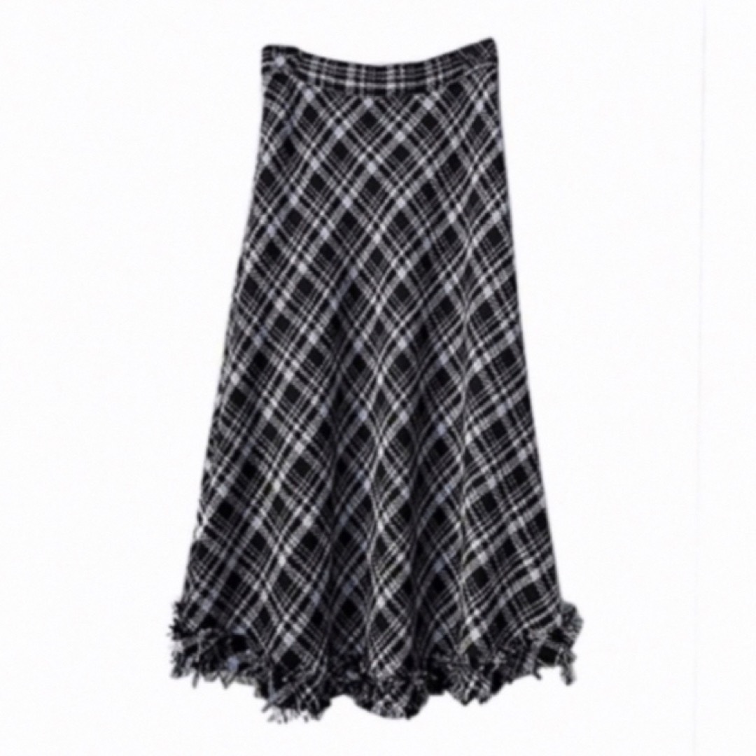 SNIDEL(スナイデル)の【新品タグ付き】タータンチェック柄ツイードフレアスカート レディースのスカート(ロングスカート)の商品写真