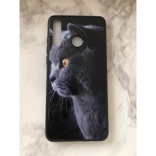 ファーウェイ(HUAWEI)の可愛いねこちゃん♪背面9Hガラスケース HUAWEI P30Lite 黒猫(Androidケース)