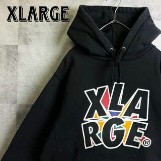 XLARGE - エクストララージ プルオーバーパーカー ビッグセンターロゴ ブラック M
