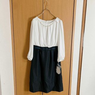 パターンフィオナ(PATTERN fiona)の★タグ付未使用★ パールアクセサリー付　ドッキングワンピース  セレモニーワンピ(ひざ丈ワンピース)