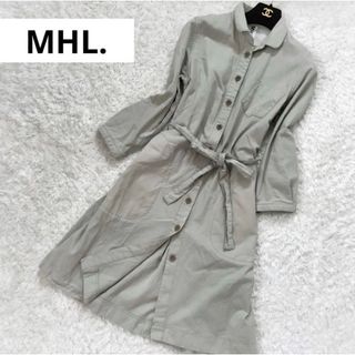 エムエイチエル(MHL.)のMHL マーガレットハウエル　シャツ　ワンピース　ウエストマーク　ミリタリー(ひざ丈ワンピース)