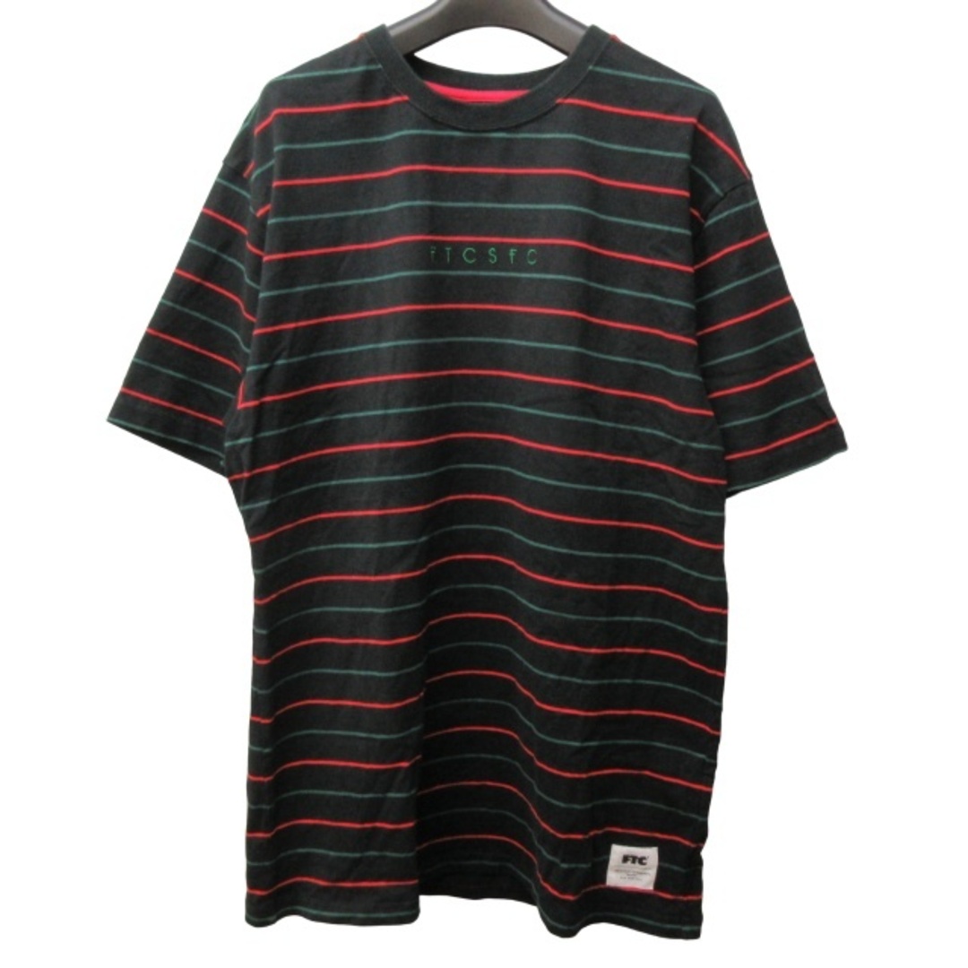 FTC(エフティーシー)のFTC 近年 ボーダー Tシャツ カットソー ロゴ刺繍 半袖 黒 赤 緑 M メンズのトップス(Tシャツ/カットソー(半袖/袖なし))の商品写真