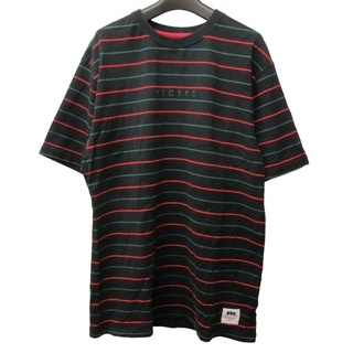 エフティーシー(FTC)のFTC 近年 ボーダー Tシャツ カットソー ロゴ刺繍 半袖 黒 赤 緑 M(Tシャツ/カットソー(半袖/袖なし))
