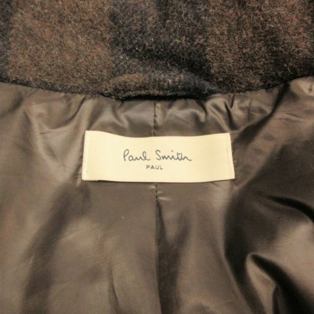 Paul Smith(ポールスミス)のポールスミス ダウンジャケット チェック柄 比翼仕立て ウール 茶 黒 40 レディースのジャケット/アウター(ダウンジャケット)の商品写真