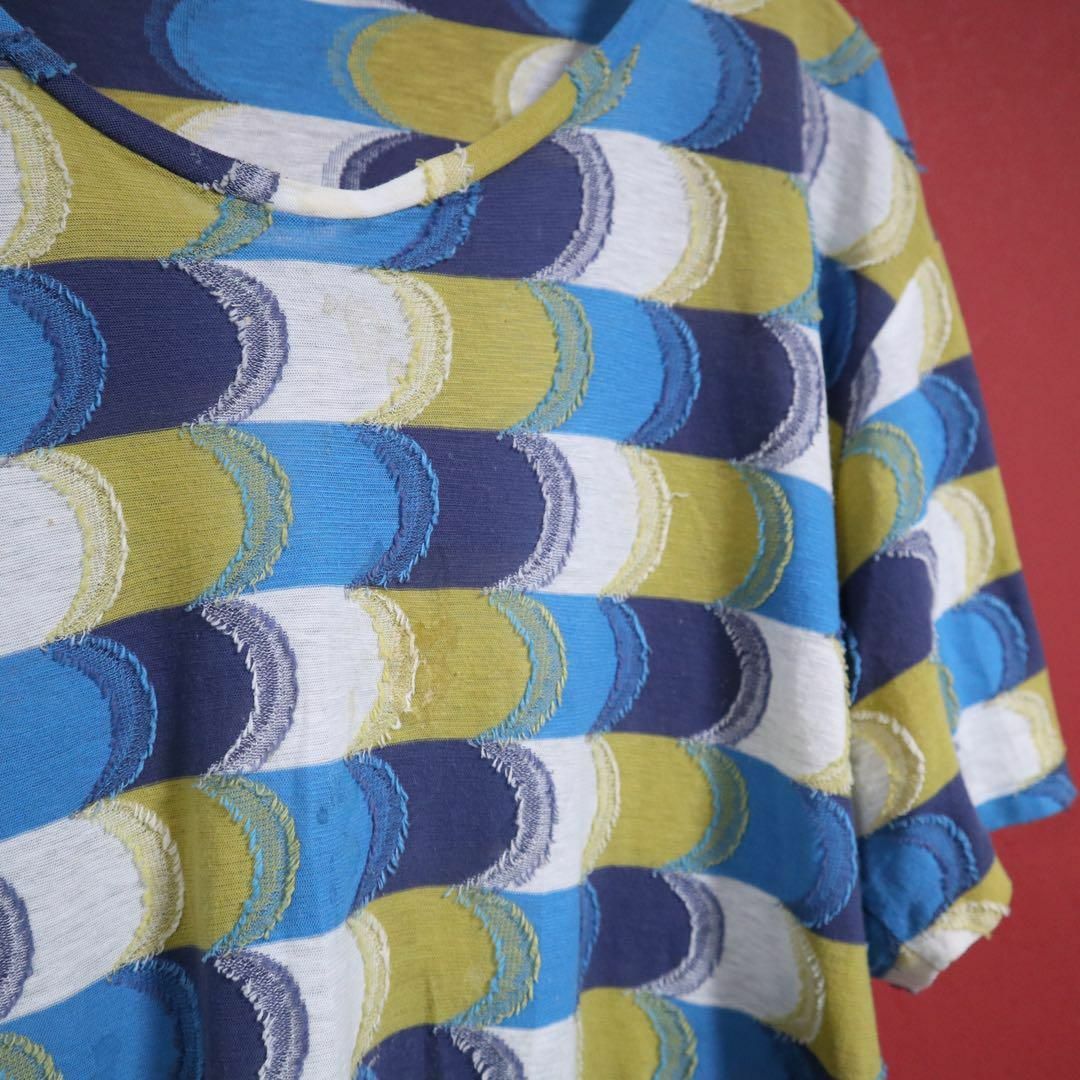 ISSEY MIYAKE(イッセイミヤケ)の【極希少】ISSEY MIYAKE 総柄デザイン ほつれ加工 ブルー Tシャツ メンズのトップス(その他)の商品写真
