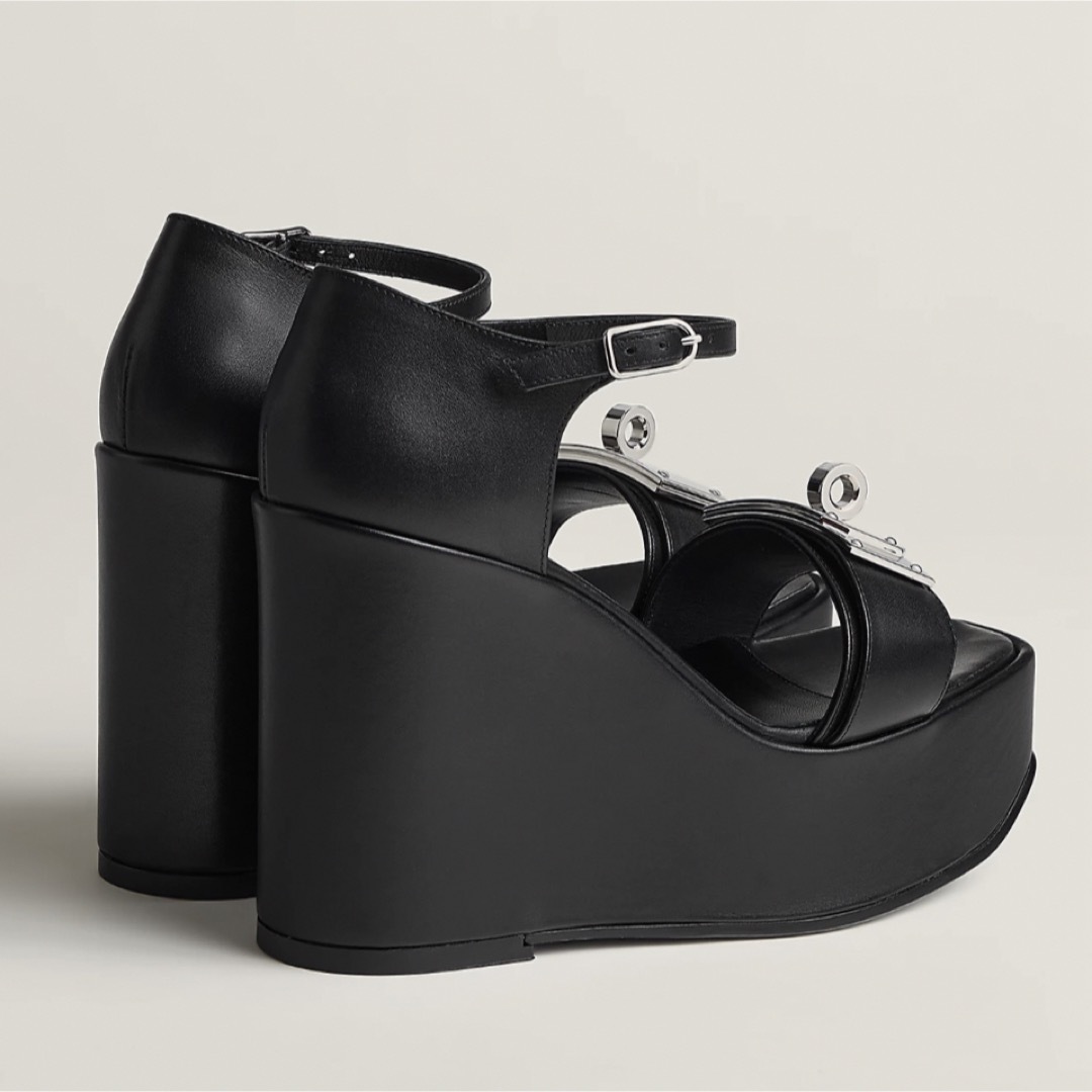 HERMES - 未使用HERMESサンダルイルダ80黒37エランオアジス HERMES - 未使用HERMESサンダルイルダ80黒37エランオアジス