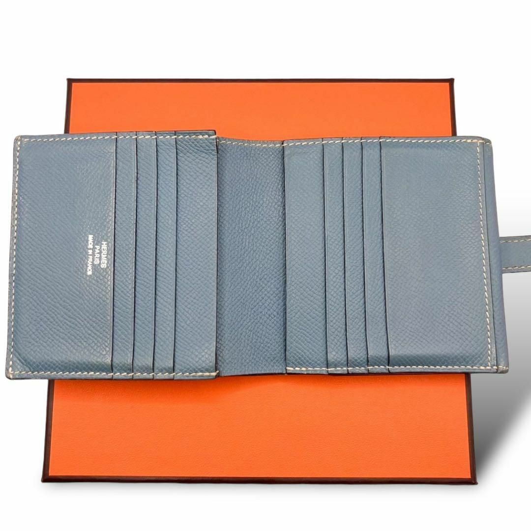 エルメス　ベアンレクトベルソ　コンパクト　財布　二つ折り　ブルージーン　水色 レディースのファッション小物(財布)の商品写真