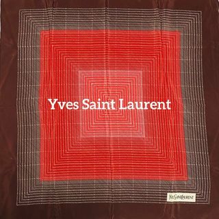 イヴサンローラン(Yves Saint Laurent)の美品 ★イヴサンローラン★ スカーフ スクエア グラデーション シルク レッド(バンダナ/スカーフ)