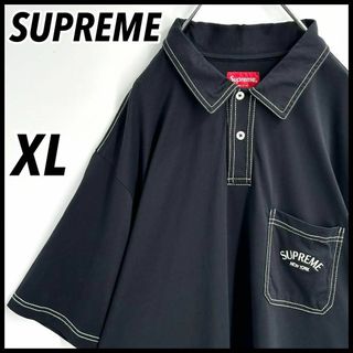 シュプリーム(Supreme)の【大人気モデル】希少XL　シュプリーム　刺繍ロゴ　ステッチデザイン ポロシャツ(シャツ)