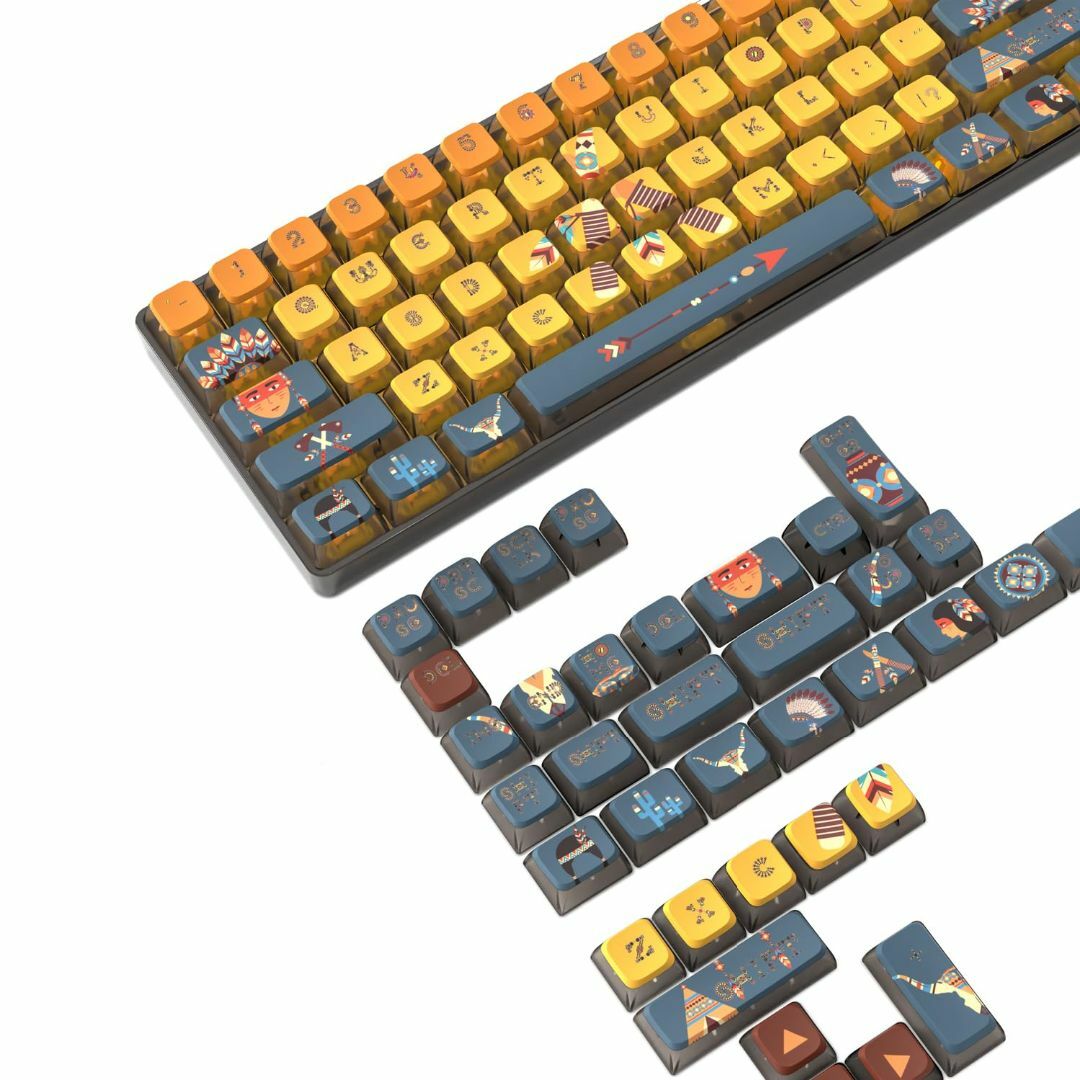 【色:ブラウン】ゲーミングキーキャップ キートップ PBT 半透明 昇華印刷 熱 スマホ/家電/カメラのPC/タブレット(PC周辺機器)の商品写真