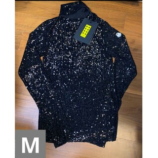 モンクレール(MONCLER)のMONCLER×Palm Angels スパンコールハイネックシャツ ブラック(Tシャツ/カットソー(七分/長袖))