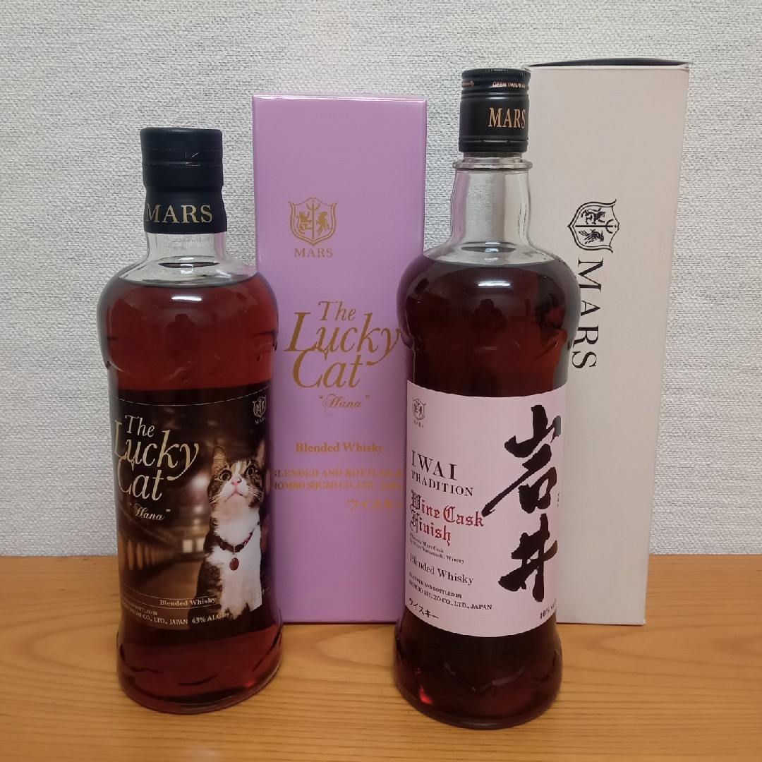 本坊酒造(ホンボウシュゾウ)のマルスウイスキー　ラッキーキャット　岩井 食品/飲料/酒の酒(ウイスキー)の商品写真