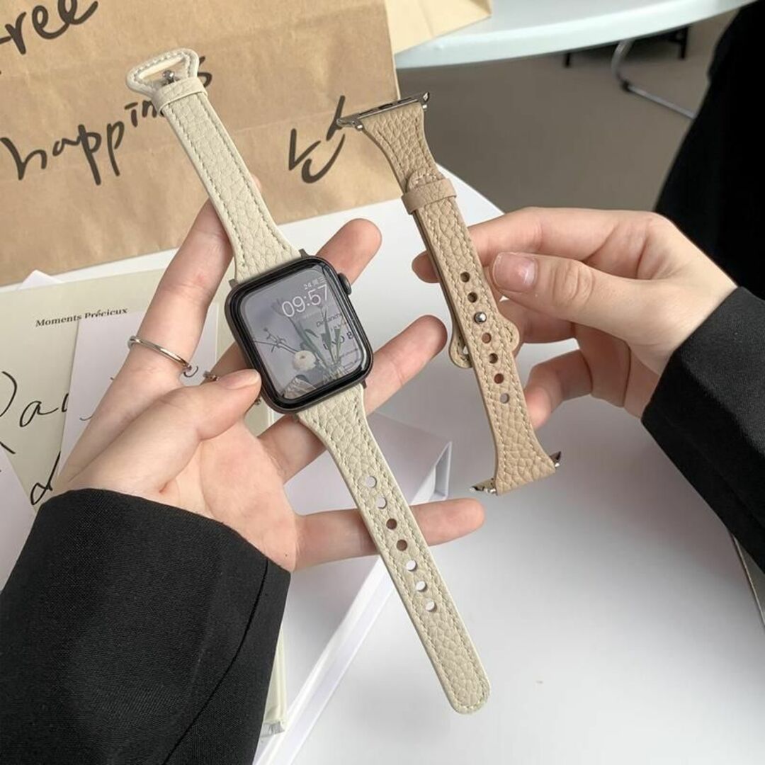 Apple Watch バンド 合皮 42/44/45mm アプリコット メンズの時計(レザーベルト)の商品写真