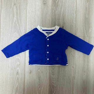 PETIT BATEAU アウター セーラー襟 羽織 青 白 ボーダー 60(ジャケット/コート)